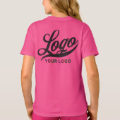 ホットピンク会社ロゴスワッグビジネスキッズガールズ Tシャツ (裏面)