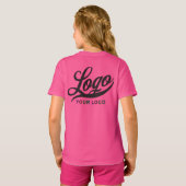 ホットピンク会社ロゴスワッグビジネスキッズガールズ Tシャツ (裏面フル)
