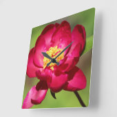 ホットピンク傾向 スクエア壁時計 (傾斜)