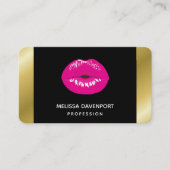 ホットピンク光沢のある唇(黒) 名刺 (正面)