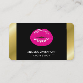 ホットピンク光沢のある唇（黒） 名刺