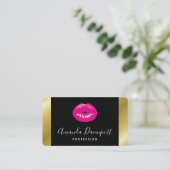 ホットピンク光沢のある唇(黒) 名刺 (スタンド正面)