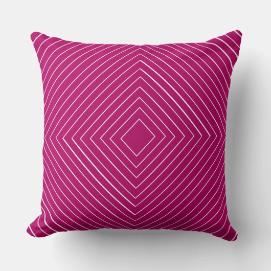 ホットピンク入れ子細い白い正方形の部族 クッション (正面)