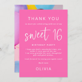 ホットピンク写真甘い16誕生日パーティーありがとう カード