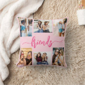 ホットピンク友情の友人6写真コラージギフト クッション (ブランケット)