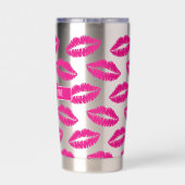 ホットピンク口紅キスパターン絶縁タンブラー 保温保冷タンブラー (背面)
