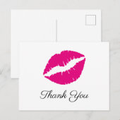 ホットピンク口紅キス エレガント サンクス ポストカード (正面/裏面)