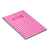 ホットピンク名門私立校風のギンガムパターン ノートブック (右側)