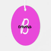 ホットピンク名 |モノグラムモダンネオン メタルオーナメント (正面左)