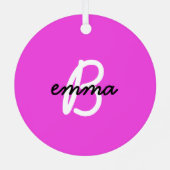 ホットピンク名 |モノグラムモダンネオン メタルオーナメント (裏面)