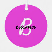 ホットピンク名 |モノグラムモダンネオン メタルオーナメント (正面)