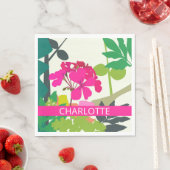 ホットピンク咲きゲラニウムフローリスト名前をカスタムする スタンダードランチョンナプキン (インサイチュ)