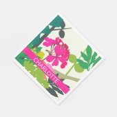 ホットピンク咲きゲラニウムフローリスト名前をカスタムする スタンダードランチョンナプキン (角)