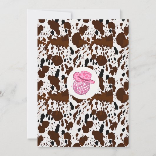 ホットピンク女性のカーボーイディスコボール2ndロデオ誕生日 招待状 (裏面)