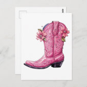 ホットピンク女性のカーボーイブートハウディ ポストカード (正面/裏面)