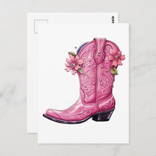 ホットピンク女性のカーボーイブートハウディ ポストカード (正面/裏面)