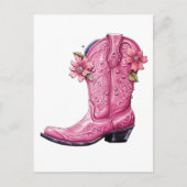 ホットピンク女性のカーボーイブートハウディ ポストカード (正面)