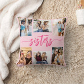 ホットピンク姉妹6フォトコラージュ記念ギフト クッション (ブランケット)