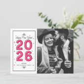 ホットピンク幾何タイポグラフィ2025年新年 シーズンカード (スタンド正面)