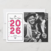 ホットピンク幾何タイポグラフィ2025年新年 シーズンカード (正面)