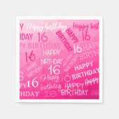 ホットピンク幾何メッシュパターン誕生日任意の年齢 スタンダードカクテルナプキン (正面)