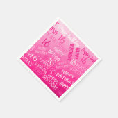 ホットピンク幾何メッシュパターン誕生日任意の年齢 スタンダードカクテルナプキン (角)