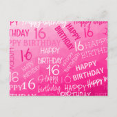 ホットピンク幾何メッシュパターン誕生日任意の年齢 ポストカード (正面)