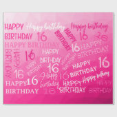 ホットピンク幾何メッシュパターン誕生日任意の年齢 ラッピングペーパー (フラット)