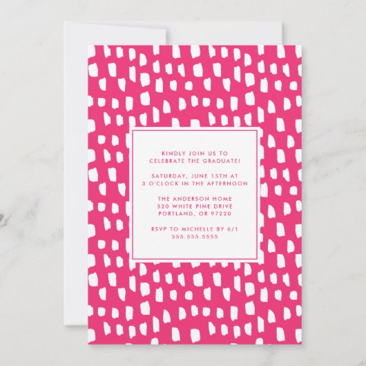 ホットピンク応援から卒業写真へ 招待状 (裏面)