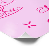 ホットピンク手描きお洒落ブライダルシャワー ポスター (コーナー)