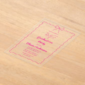 ホットピンク手描き船首斜面卒業パーティー アクリル招待状 (レイダウン)