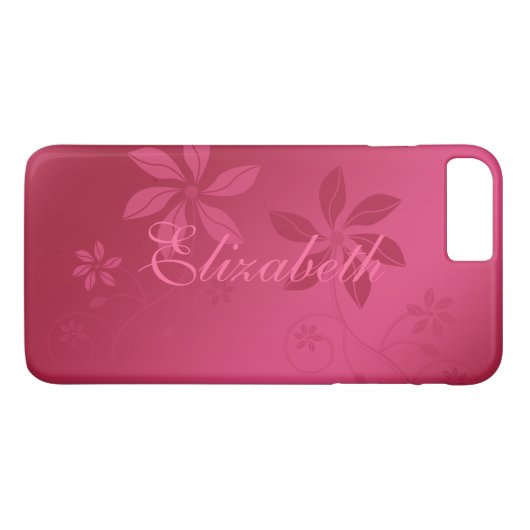ホットピンク抽象芸術フローラ名前をカスタムする Case-Mate iPhoneケース (裏面(横))