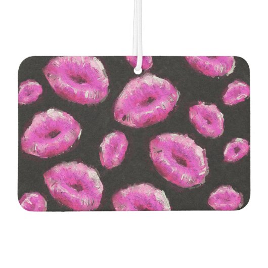 ホットピンク抽象芸術唇 カーエアーフレッシュナー (正面)