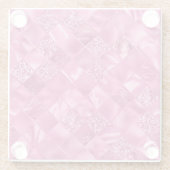 ホットピンク数々のテクスチャー正方形の織りパターン ガラスコースター (裏面)