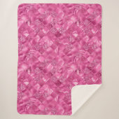 ホットピンク数々のテクスチャー正方形の織りパターン シェルパブランケット (正面)