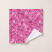 ホットピンク数々のテクスチャー正方形の織りパターン バスタオルセット (ウォッシュタオル)