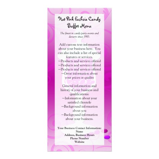 ホットピンク明るい赤紫色キャンディビュッフェ ラックカード (正面)