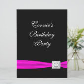 ホットピンク明るい赤紫色クラスバースデーパーティー 招待状 (スタンド正面)