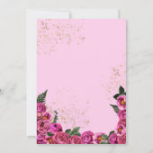 ホットピンク明るい赤紫色バラ&金ゴールドとガウンキンセアニラ 招待状 (裏面)