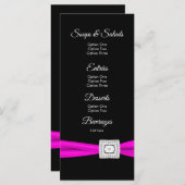 ホットピンク明るい赤紫色ブラックダイヤモンドメニューカード メニュー (正面/裏面)