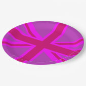 ホットピンク明るい赤紫色ユニオンジャックデコール ペーパープレート (アングル)