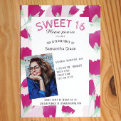 ホットピンク春チューリップスウィート16招待状 招待状