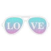 ホットピンク暗い赤紫色ターコイズグラデーション結婚式の引き出物 アビエーターサングラス (正面)