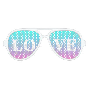 ホットピンク暗い赤紫色ターコイズグラデーション結婚式の引き出物 アビエーターサングラス