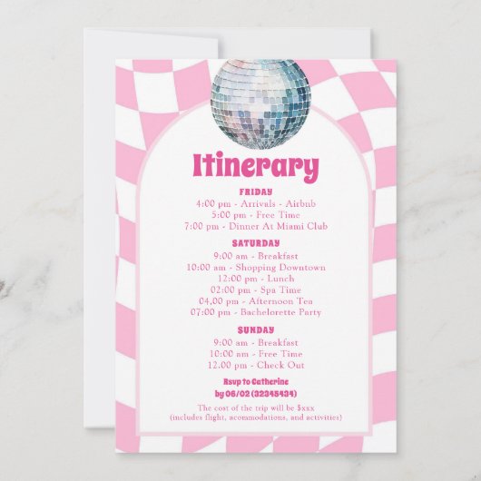 ホットピンク最後のディスコバチェロレッテ日程 招待状 (裏面)