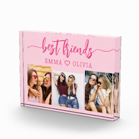 ホットピンク最高のフレンズ3フォトコラージュキープサケ フォトブロック (右)