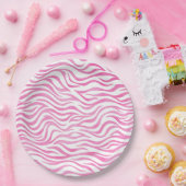 ホットピンク水彩ゼブラプリント ペーパープレート (パーティー)