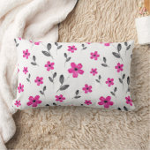 ホットピンク水彩五花花模様 ランバークッション (ブランケット)
