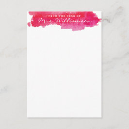 ホットピンク水彩文房具 ノートカード