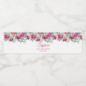 ホットピンク水彩牡丹50誕生日 ペットボトルラベル (シングルラベル)